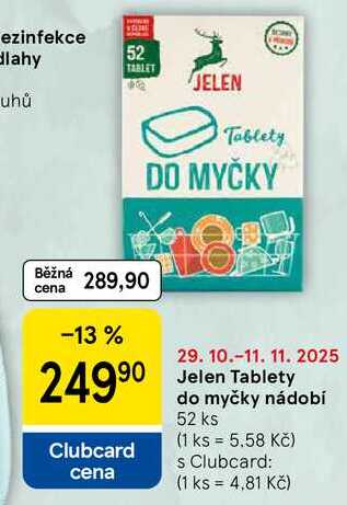 Jelen Tablety do myčky nádobí, 52 ks