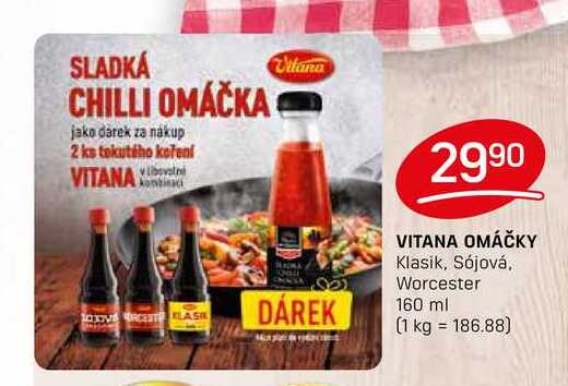 VITANA OMÁČKY Klasik, Sójová, Worcester 160 ml 