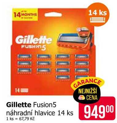 Gillette Fusion5 náhradní hlavice 14 ks 
