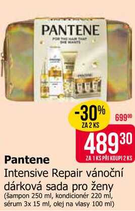 Pantene Intensive Repair vánoční dárková sada pro ženy (šampon 250 ml, kondicionér 220 ml, sérum 3x 15 ml, olej na vlasy 100 ml)