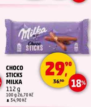CHOCO STICKS MILKA, 112 g