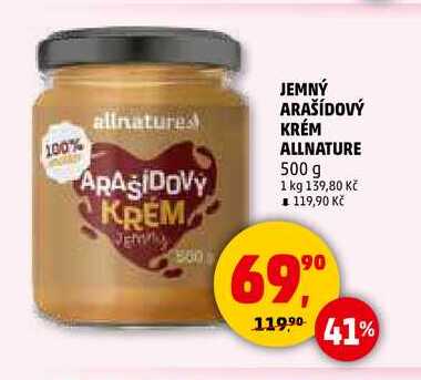 JEMNÝ ARAŠÍDOVÝ KRÉM ALLNATURE, 500 g