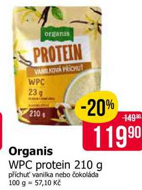 Organis WPC protein 210 g příchuť vanilka nebo čokoláda 