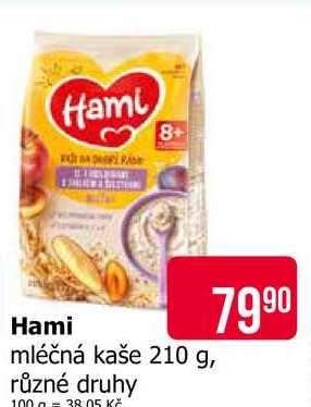 Hami mléčná kaše 210 g, různé druhy