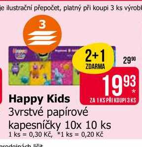 Happy Kids 3vrstvé papírové kapesníčky 10x 10 ks