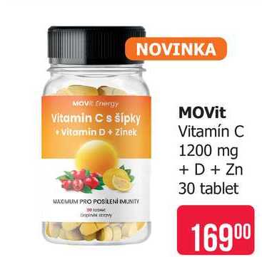 MOVit Vitamín C 1200 mg + D + Zn 30 tablet 