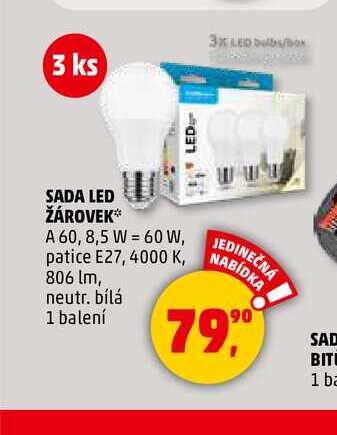 SADA LED ŽÁROVEK, 3 ks