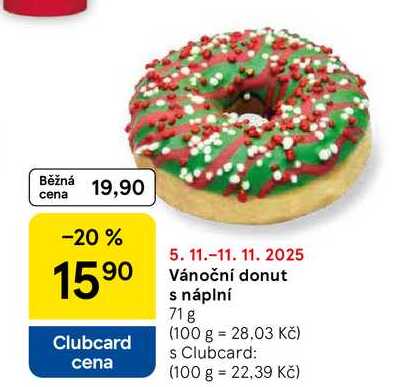 Vánoční donut s náplní, 71 g 