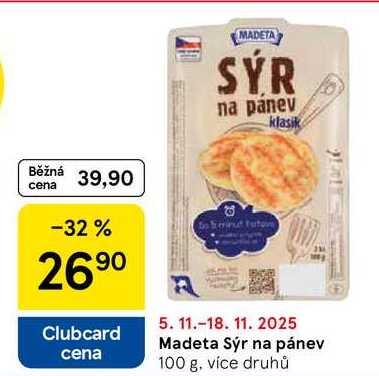 Madeta Sýr na pánev, 100 g, více druhů