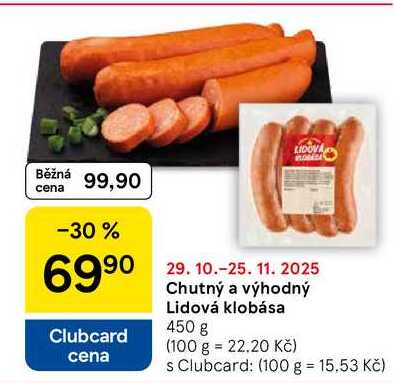 Chutný a výhodný Lidová klobása, 450 g