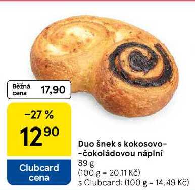 Duo šnek s kokosovo- čokoládovou náplní, 89 g