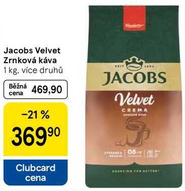 Jacobs Velvet Zrnková káva, 1 kg