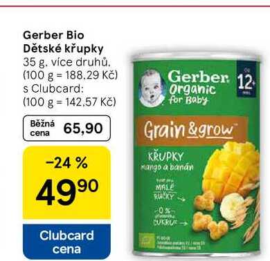 Gerber Bio Dětské křupky, 35 g, více druhů