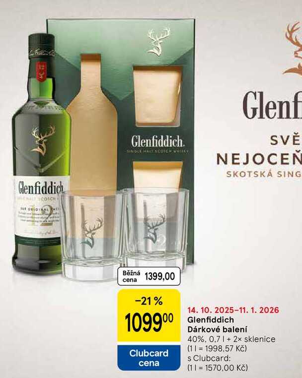Glenfiddich Dárkové balení 40%, 0,7 1+2x sklenice 