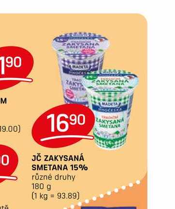 JČ ZAKYSANÁ SMETANA 15% různé druhy 180 g 