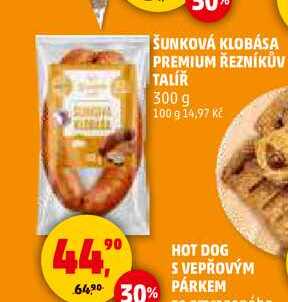 ŠUNKOVÁ KLOBÁSA PREMIUM ŘEZNÍKŮV TALÍŘ, 300 g