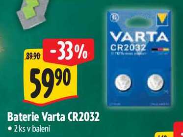 Baterie Varta CR2032, 2 ks 