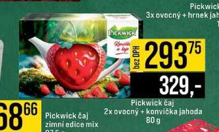 Pickwick čaj 2 x ovocný + konvička jahoda 80 g