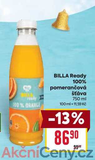 BILLA Ready 100% pomerančová Šťáva 750 ml