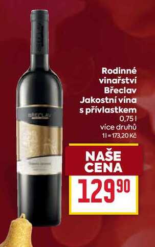 Rodinné vinařství Břeclav Jakostní vína s přívlastkem 0,75l