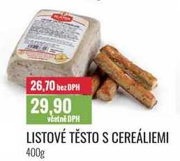 LISTOVÉ TĚSTO S CEREÁLIEMI 400g