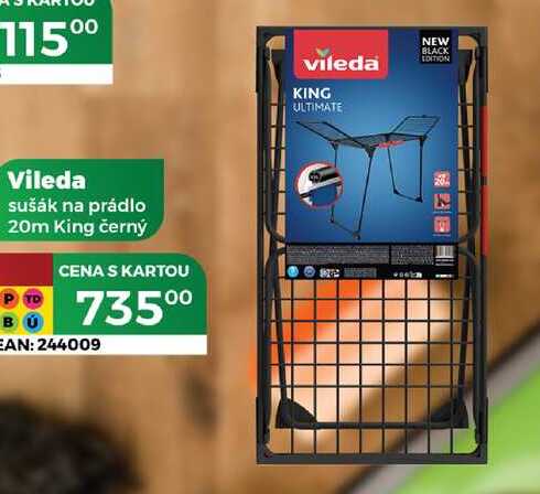 Vileda sušák na prádlo 20m King černý 