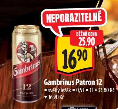 Gambrinus Patron 12 světlý ležák 0,5l