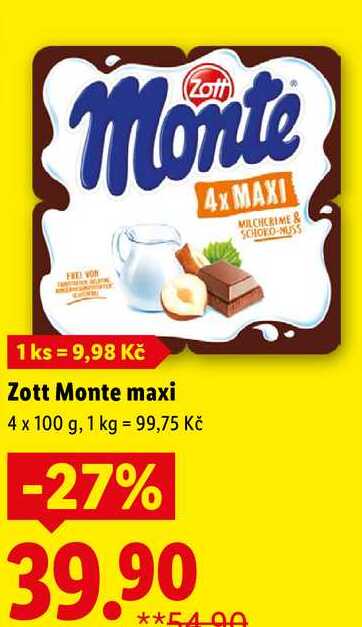 Zott Monte maxi, 4x 100 g