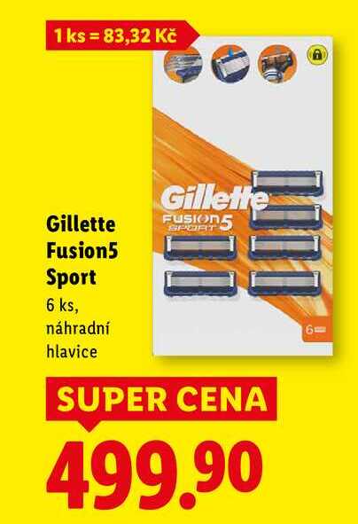 Gillette Fusion5 Sport, 6 ks