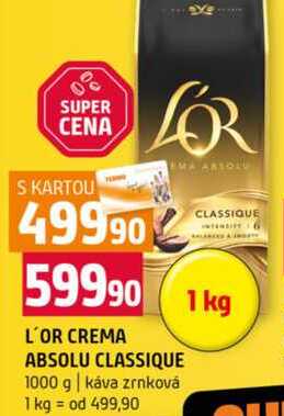 L'OR CREMA ABSOLU CLASSIQUE 1000 g káva zrnková