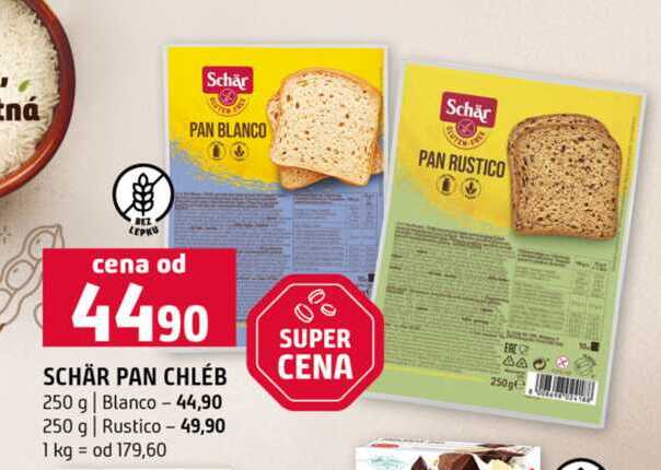 SCHÄR PAN CHLÉB 250 g Blanco 250 g Rustico 