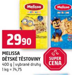 MELISSA DĚTSKÉ TĚSTOVINY SUPER 400 g vybrané druhy 