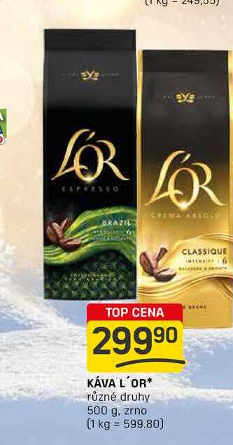 KÁVA L'OR různé druhy 500 g, zrno