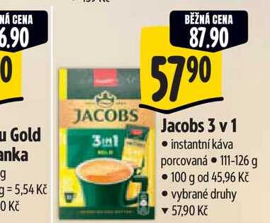 Jacobs 3 v 1 instantní káva porcovaná 111-126 g