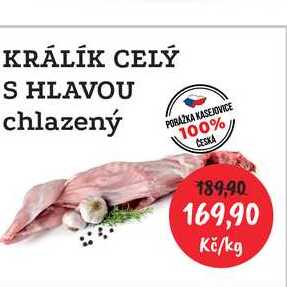 KRÁLÍK CELÝ S HLAVOU chlazený 1kg 