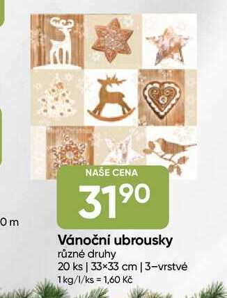 Vánoční ubrousky různé druhy 20 ks | 33×33 cm | 3-vrstvé