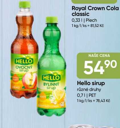 Hello sirup 0,7l, vybrané druhy 0.7l