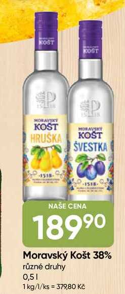 Moravský Košt 38% ŠVESTKA různé druhy 0,5L