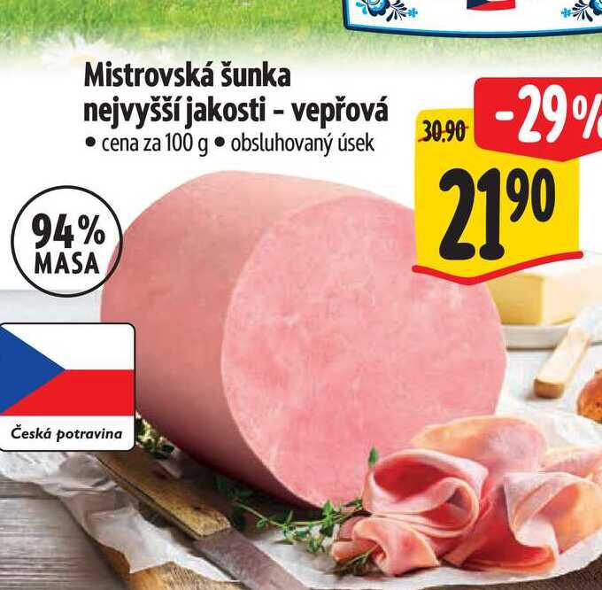 Mistrovská šunka nejvyšší jakosti - vepřová 100 g