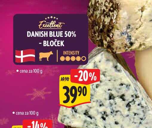 Excellent DANISH BLUE 50% - BLOČEK 100 g