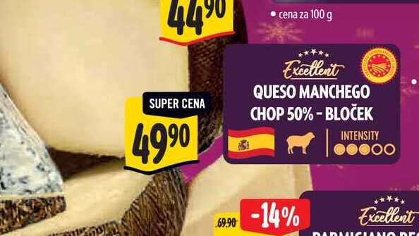 Excellent QUESO MANCHEGO CHOP 50%-BLOČEK 100 g