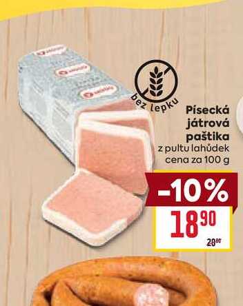 Písecká játrová paštika z pultu lahůdek cena za 100 g