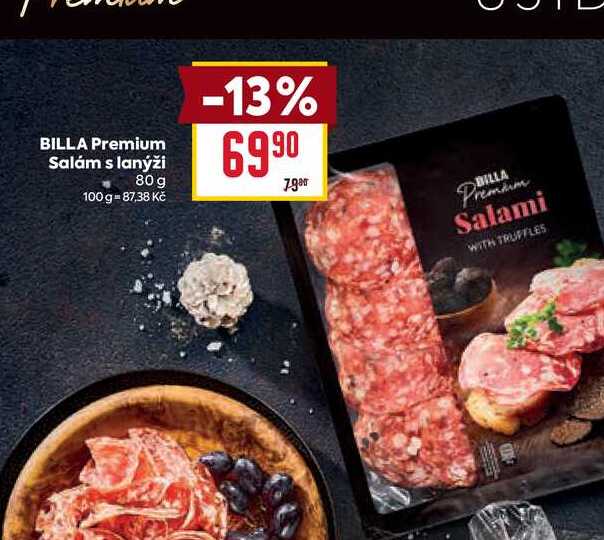 BILLA Premium Salám s lanýži 80 g 