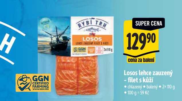 Losos lehce zauzený - filet s kůží 2x110 g