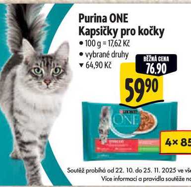 Purina ONE Kapsičky pro kočky, 4x 85 g