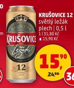 KRUŠOVICE 12 světlý ležák plech, 0,5 l