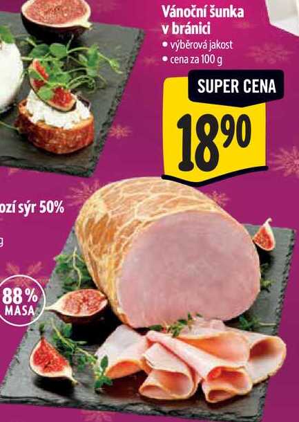 Vánoční šunka v bránici, cena za 100 g  
