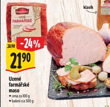 Uzené farmářské maso, cena za 100 g