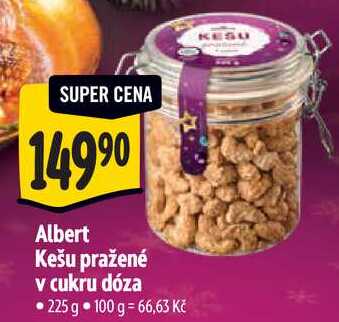 Albert Kešu pražené v cukru dóza, 225 g 