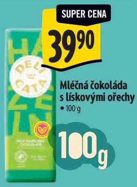 Mléčná čokoláda s lískovými ořechy, 100 g